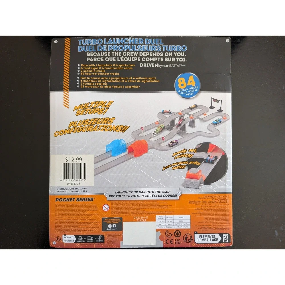 Driven by Battat Turbo Launcher Duel Pocket Series 84 Piece Track Set 6‎ Cars